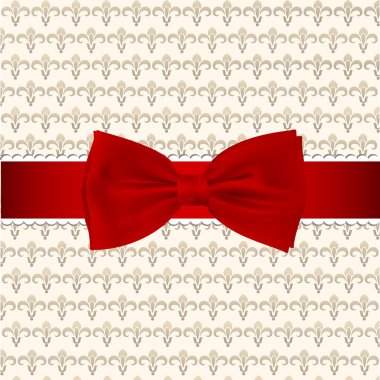 Vintage background with red bow clipart