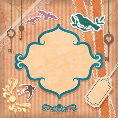 Vintage background with birds clipart