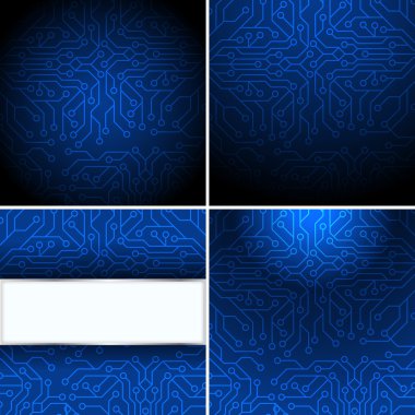 Blue microchip background, vector illustration 