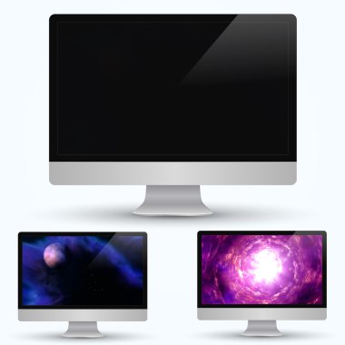 Computer monitors isolated on white clipart