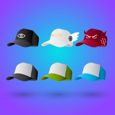 Set of baseball caps clipart