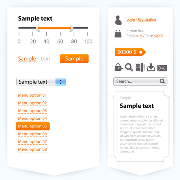 Online shopping menu, vector illustration 