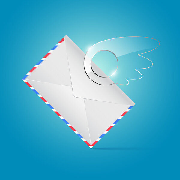 Envelope with glassy wing