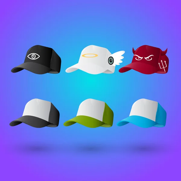 Ensemble Casquettes Baseball — Image vectorielle