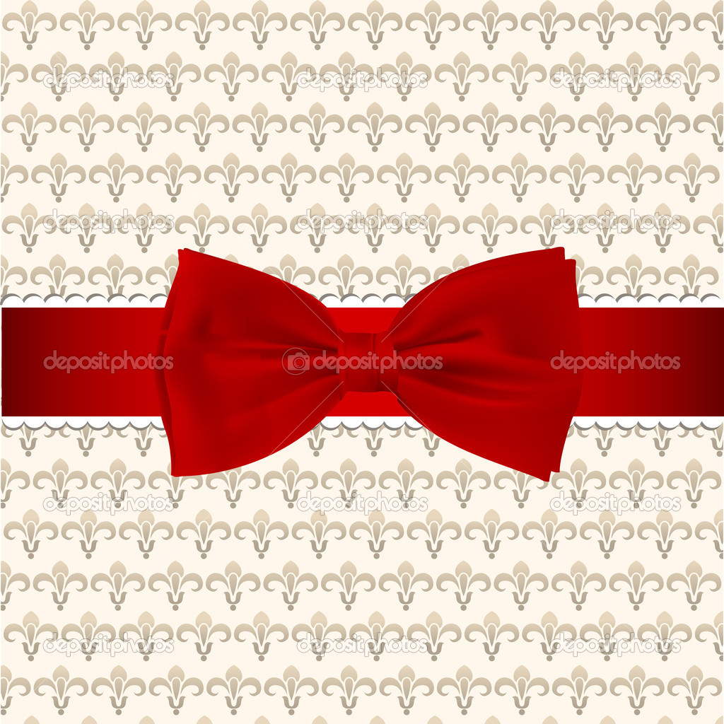 Vintage background with red bow