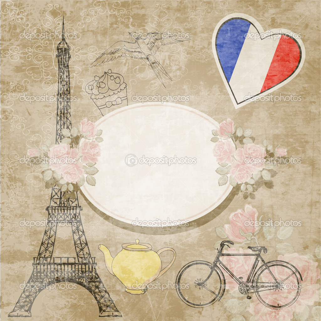 French background, vector illustration 