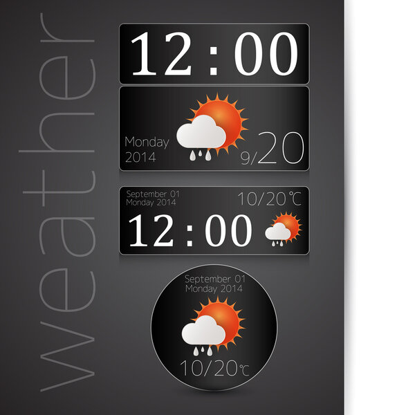 Wheather report icon on monday 2014 sSeptember 1 on grey background
