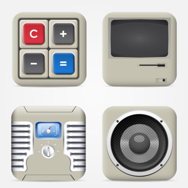 Set of detailed home computer icons clipart