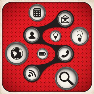 Beyaz ve kırmızı serisi blogging Icons set. vektör