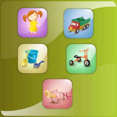 child and toys. Vector illustration. Icon clipart
