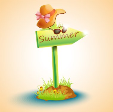 arrow board summer with hat and glasses clipart