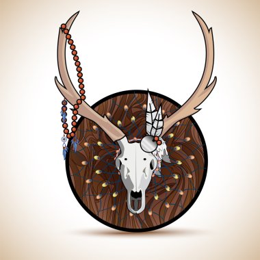 Deer horns hunting trophy illustration background vector