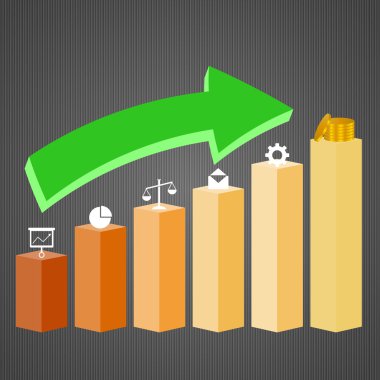 3d illustration of business graph with arrow clipart