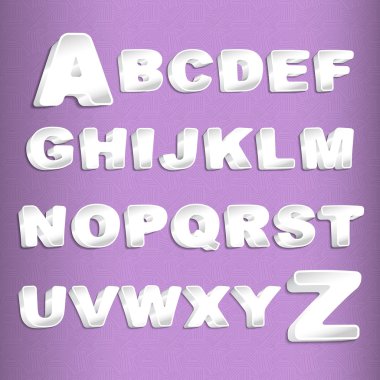 Violet alphabet, vector illustration  clipart