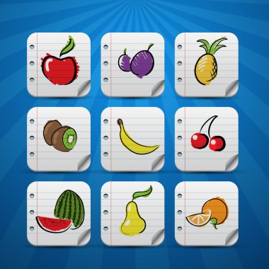 Set of fruits and vegetables icons clipart