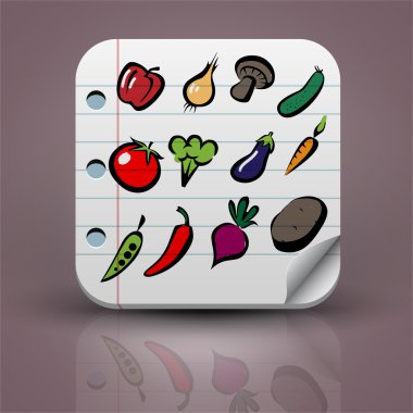 Set of fruits and vegetables icons clipart