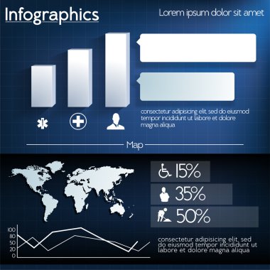 ayrıntı Infographic vektör çizim. Dünya grafik harita ve bilgi