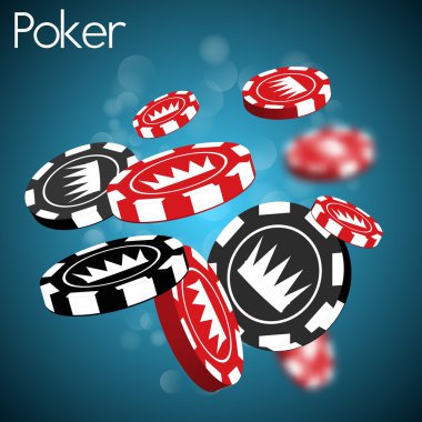 taç mavi arka plan ile poker fişleri