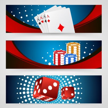 vektör çizimi poker kumar fişleri, poster. cips, dices, kartlar ile poker koleksiyonu