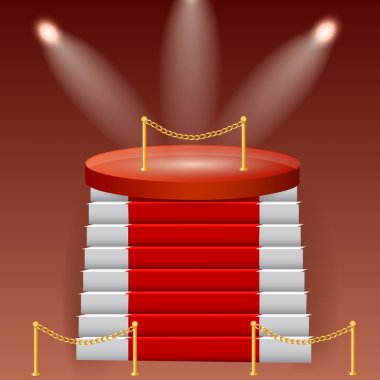 Red podium on brown background clipart