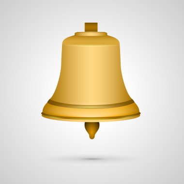 Vector golden bell on grey background clipart