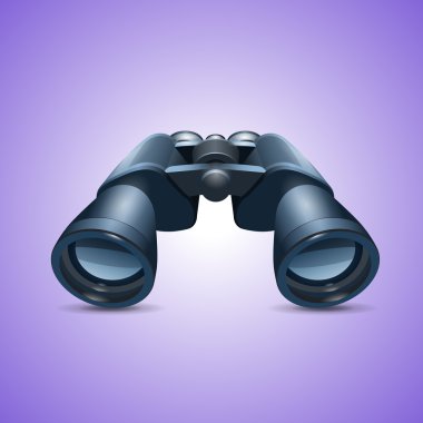Binoculars Icon on violet background clipart