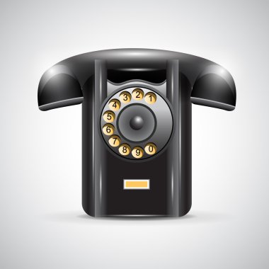 Old black phone on grey background. Vector illustration clipart