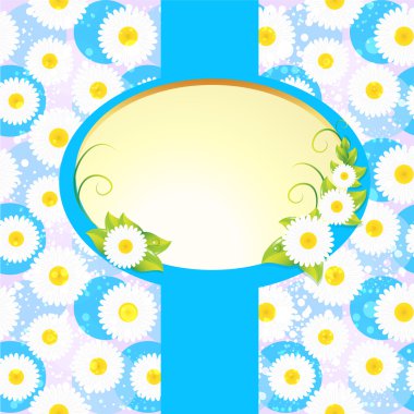 White oval frame on floral background clipart
