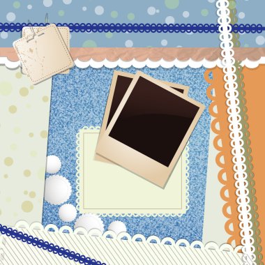 Two Blank Aged Photo Frames with bright elements and lace clipart