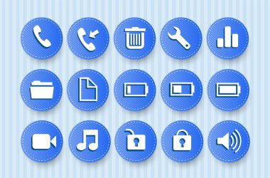 Icons for Mobile Phone with blue background clipart