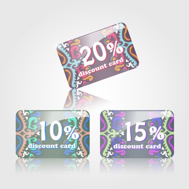 Discount cards from ten to twenty percent clipart