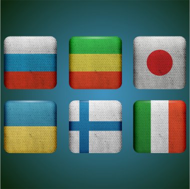 Set of six buttons with flags clipart