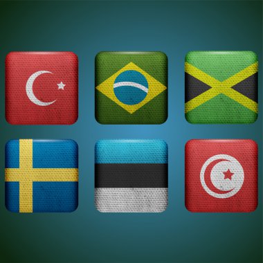 Set of six buttons with flags clipart