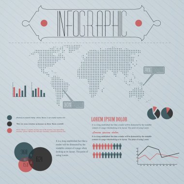 ayrıntı Infographic vektör çizim. Dünya grafik harita ve bilgi