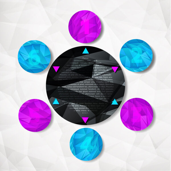 один, два, три, четыре, пять, шесть вариантов с цветным углом на бумажном фоне
