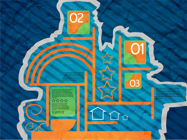 Символы и знаки на синем фоне
