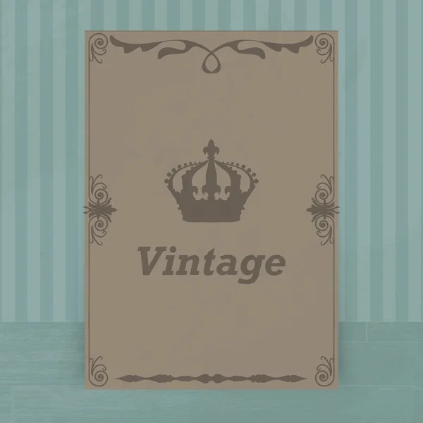 Couronne Vintage Sur Fond Bleu Marron — Image vectorielle