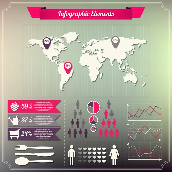 Infographics Öğeleri Vintage Tarzı Tasarım — Stok Vektör