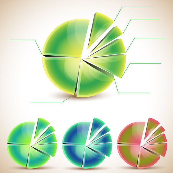 set of pie graphic chart