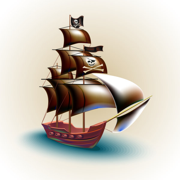 Векторная иллюстрация пиратских кораблей
