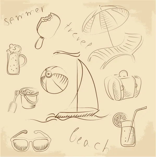 Summer Lounge Doodles Vector Illustration — Stock Vector