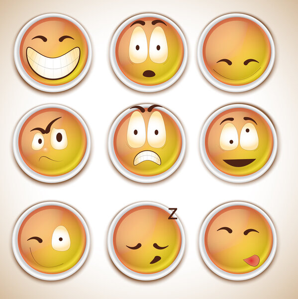 Set of characters of yellow emoticons