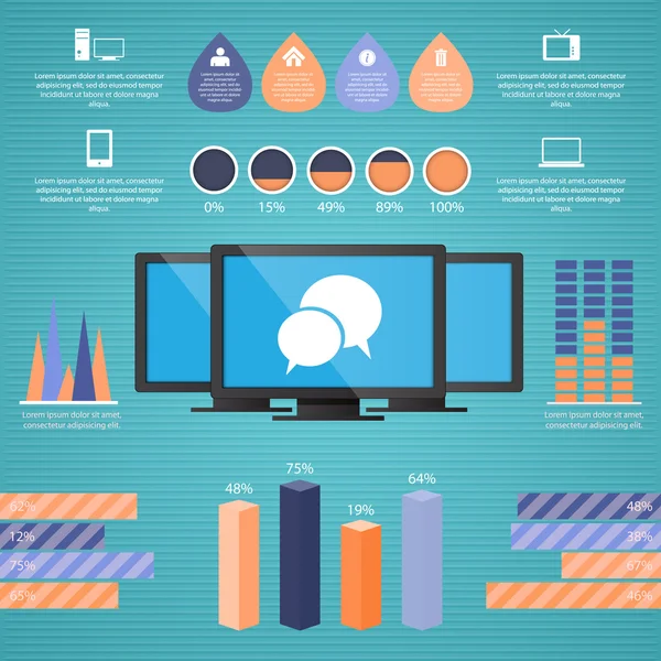 Elementos Infográficos Coloridos Gráficos Informações Ilustração Vetorial — Vetor de Stock