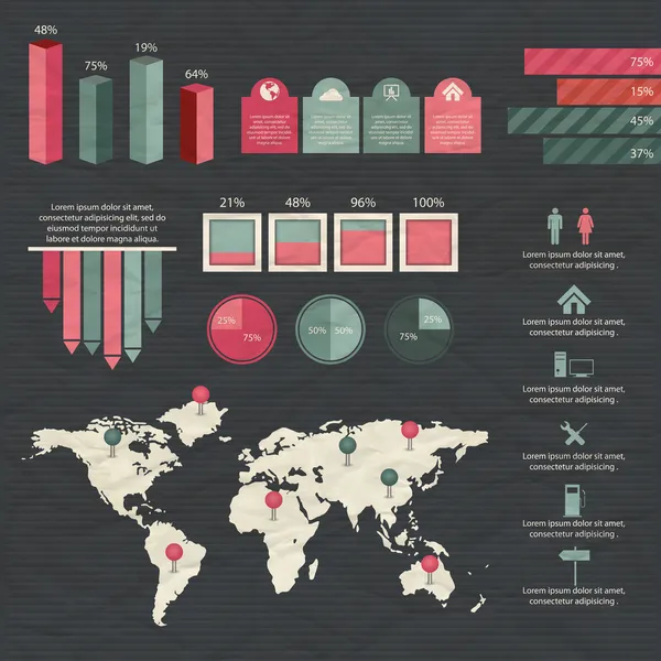 Elementos Infográficos Coloridos Información Gráfica Ilustración Vectorial — Archivo Imágenes Vectoriales