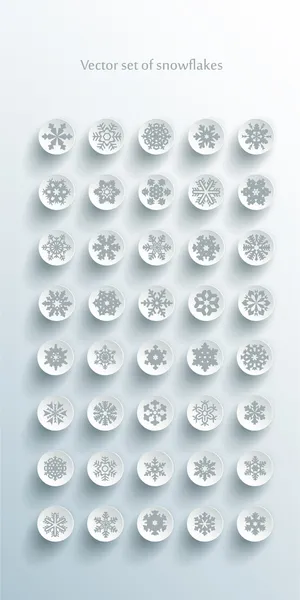Set Von Grauen Schneeflocken Auf Weißem Hintergrund — Stockvektor