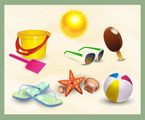 Conjunto Iconos Playa Vector — Vector de stock