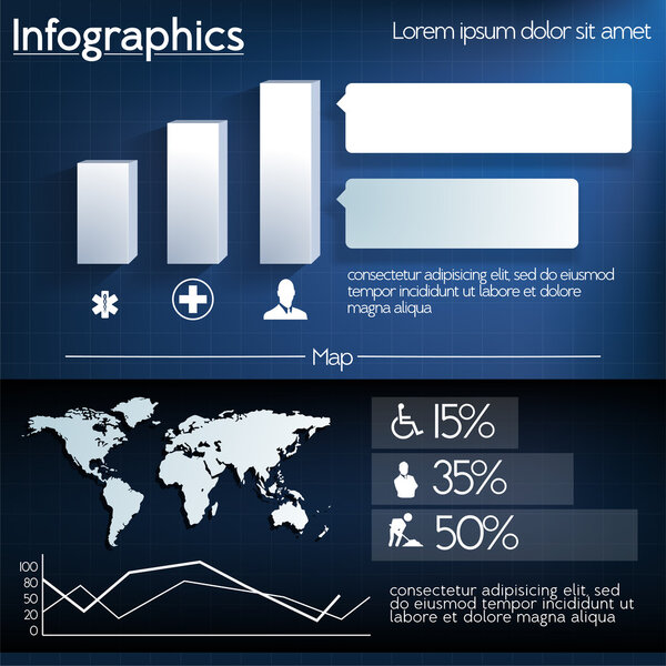 Detail infographic vector illustration. World Map and Information Graphics