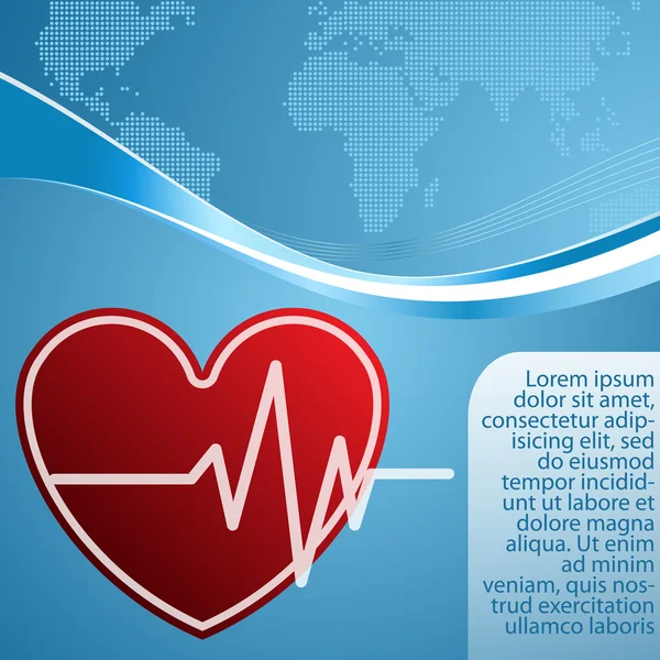 Coeur Avec Cardiogramme Sur Fond Bleu — Image vectorielle