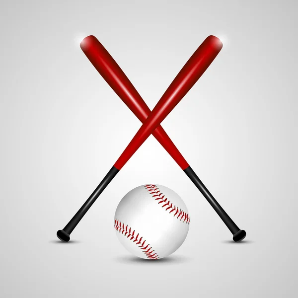 棒球棍和灰色的背景上的球 矢量插画 — 图库矢量图片