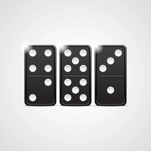 Domino Negro Set Vector Ilustración Sobre Fondo Blanco — Vector de stock